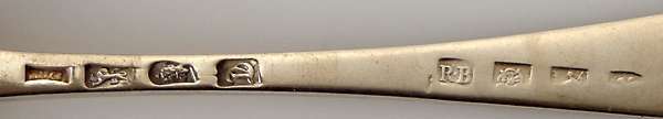 SN 3575 Chawner feather-edge tablespoon with oewterer's marks